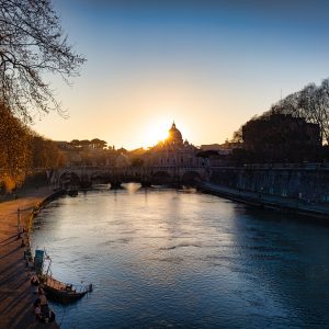 Sunset over Tiber river